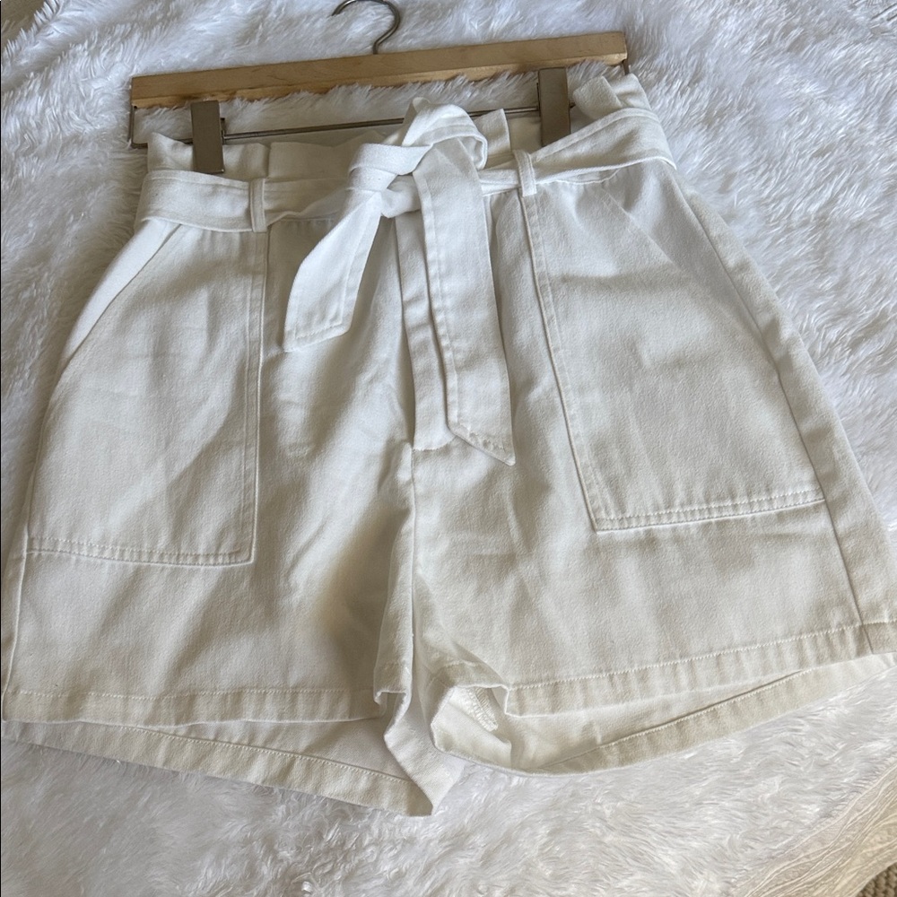 Women's White High-Waisted Shorts